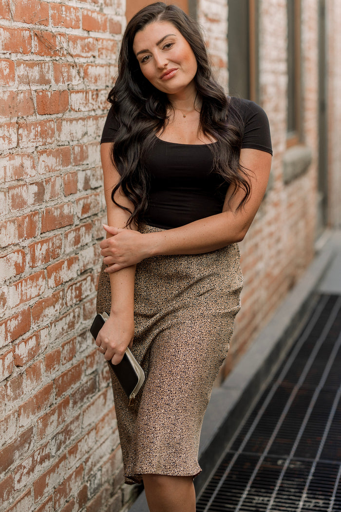 CLEARANCE - Scallop Trim Midi Skirt