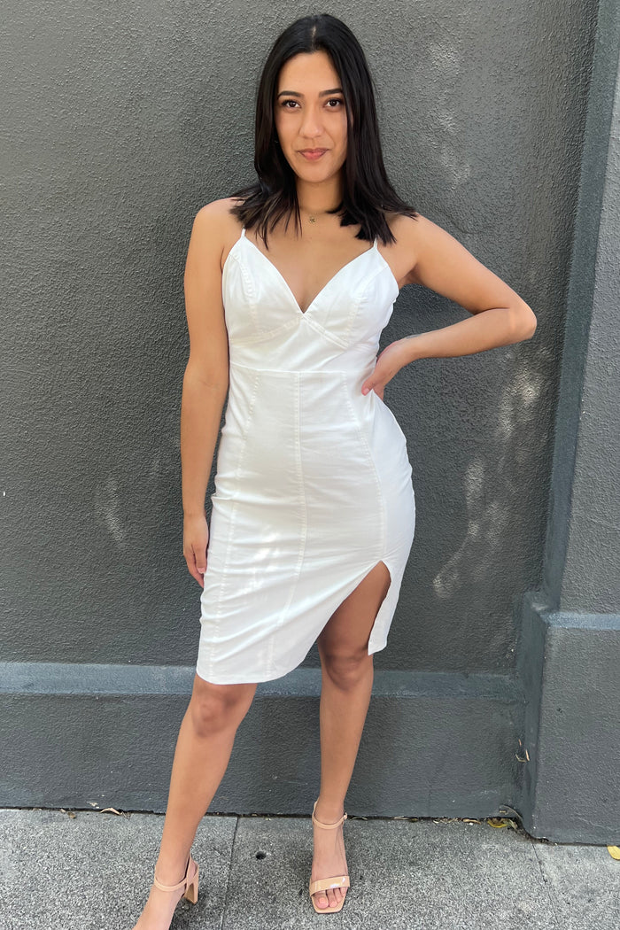 CLEARANCE- Stitching Detail Midi Dress