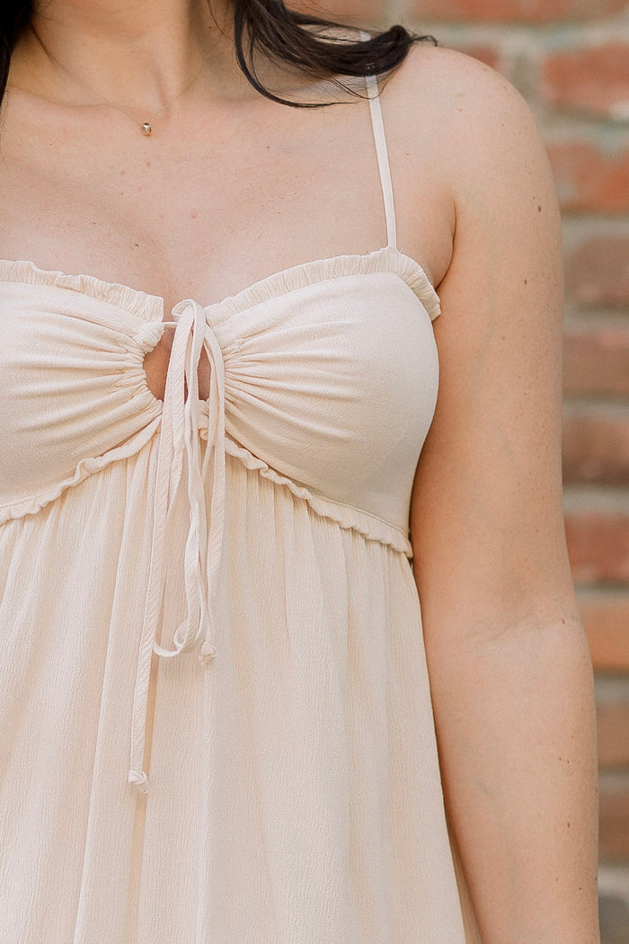 Solid Haltered Mini Dress With Pockets