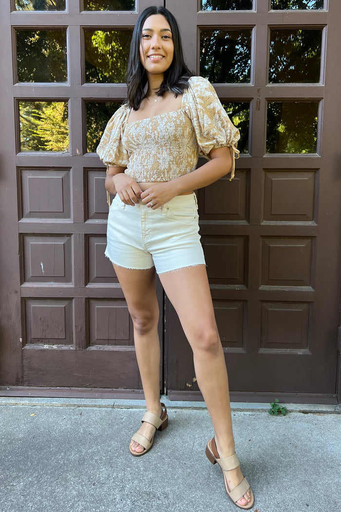 Gemma Raw Hem Mid-Rise Short