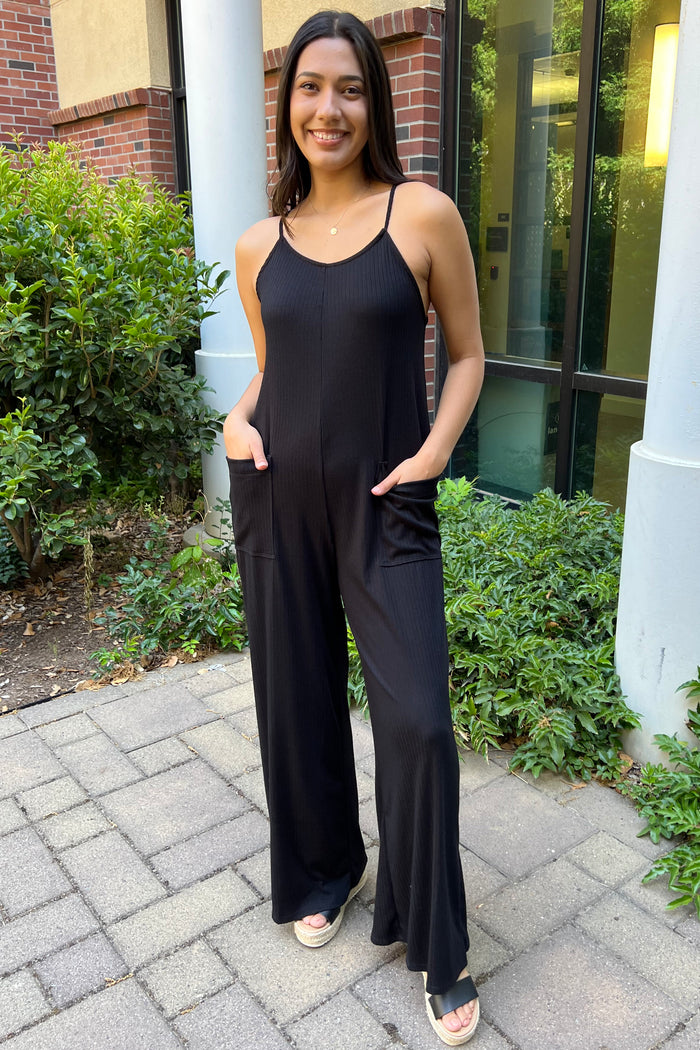 Ribbed Jumpsuit with Pockets