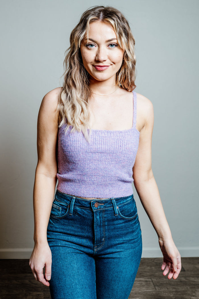 CLEARANCE- Square Neck Sweater Tank