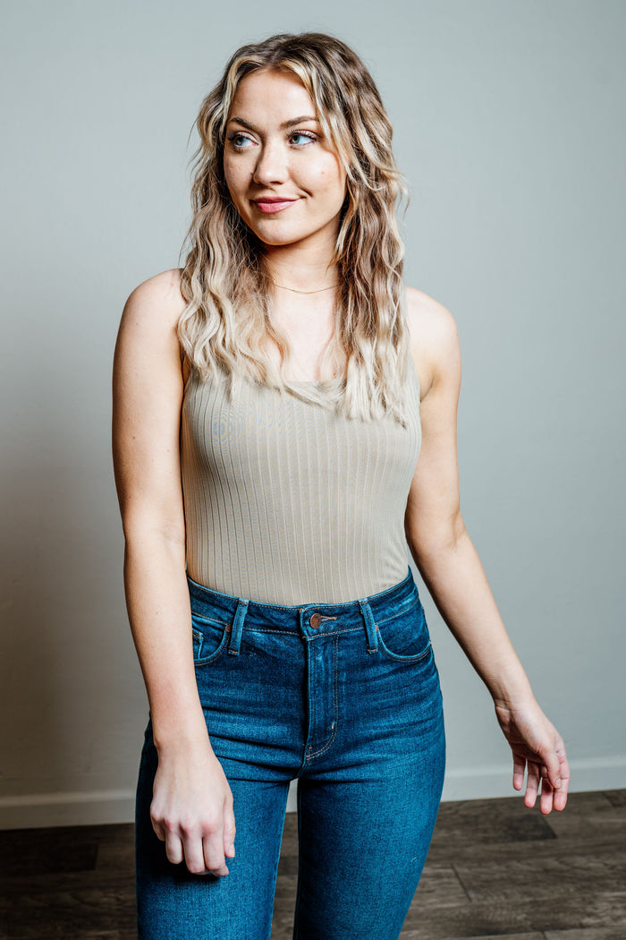 Ribbed Square Neck Snap Bottom Bodysuit