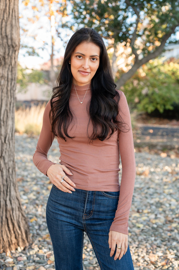 Noah Ribbed Mock Neck Long Sleeve