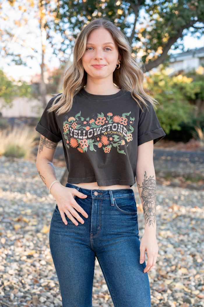 CLEARANCE - Yellowstone Floral Cropped Graphic Tee