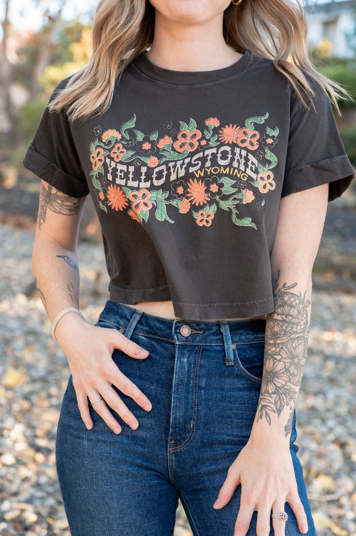 CLEARANCE - Yellowstone Floral Cropped Graphic Tee