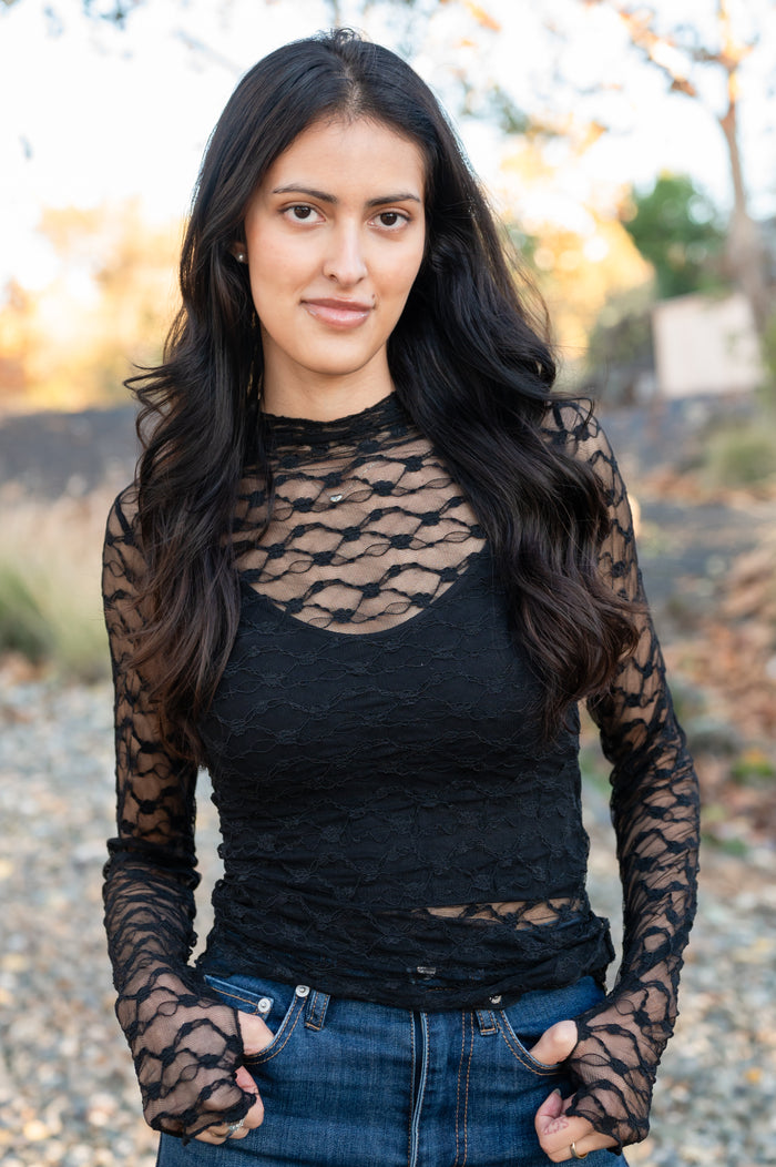 Sheer Lace Long sleeve