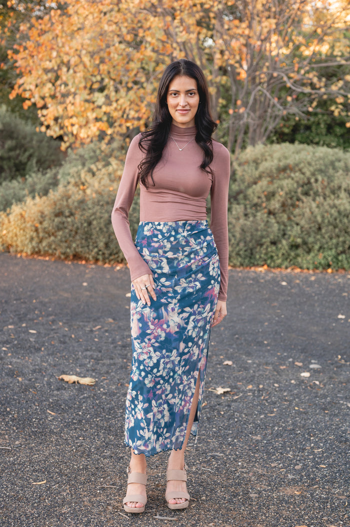 CLEARANCE- Mystic Muse Side Shirred Maxi Skirt