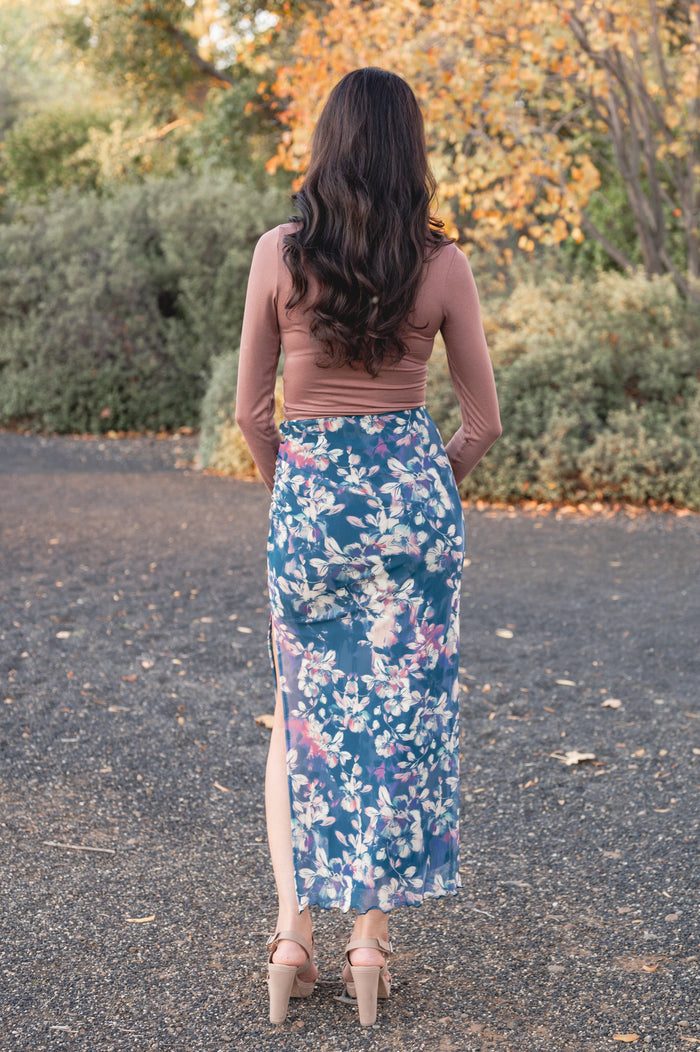 CLEARANCE- Mystic Muse Side Shirred Maxi Skirt