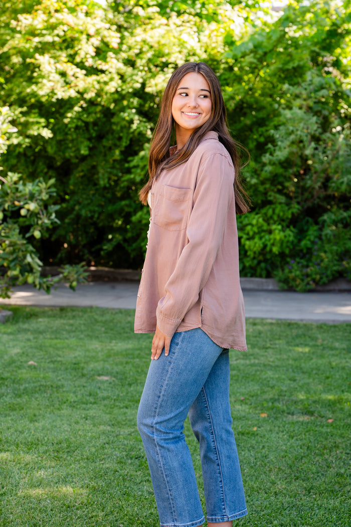 Lightweight Chambray Long Sleeve Top