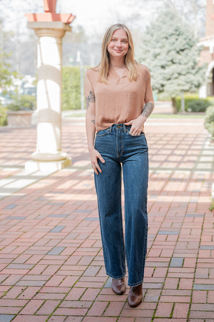 Sleeveless Satin V-Neck Collared Blouse
