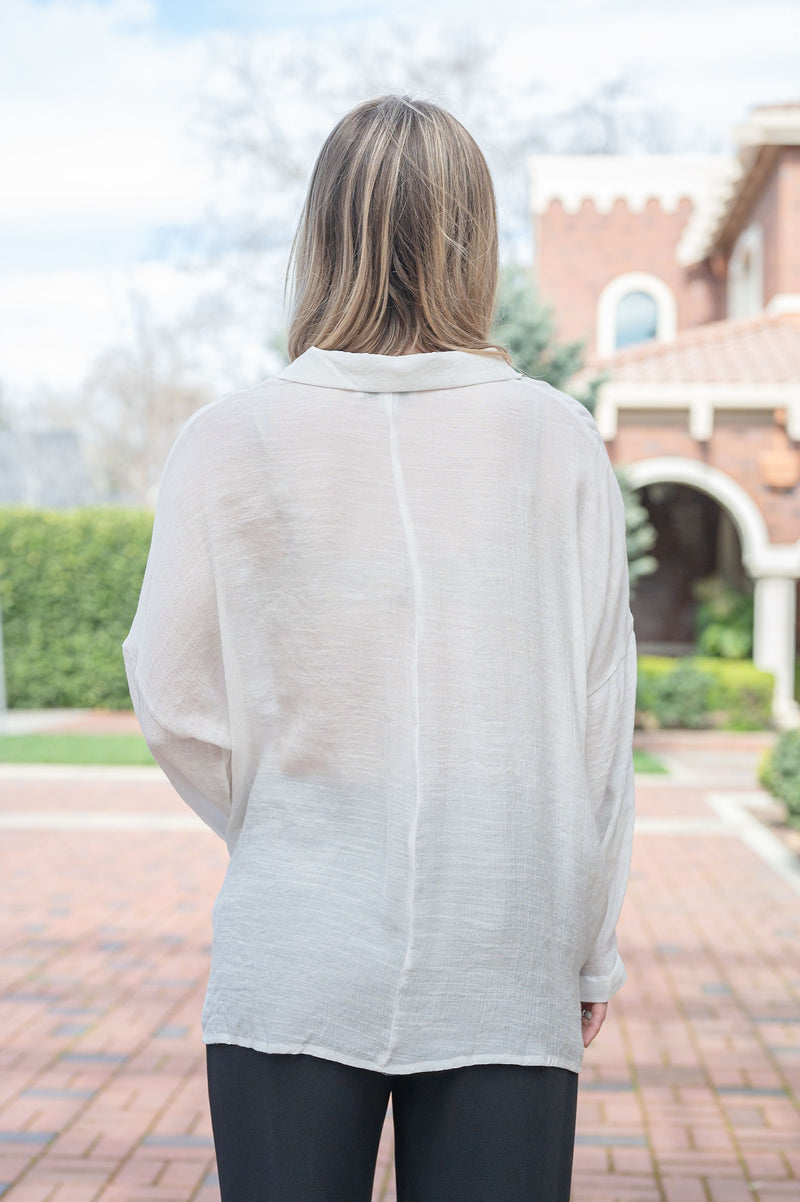 Sheer Button Up Long Sleeve