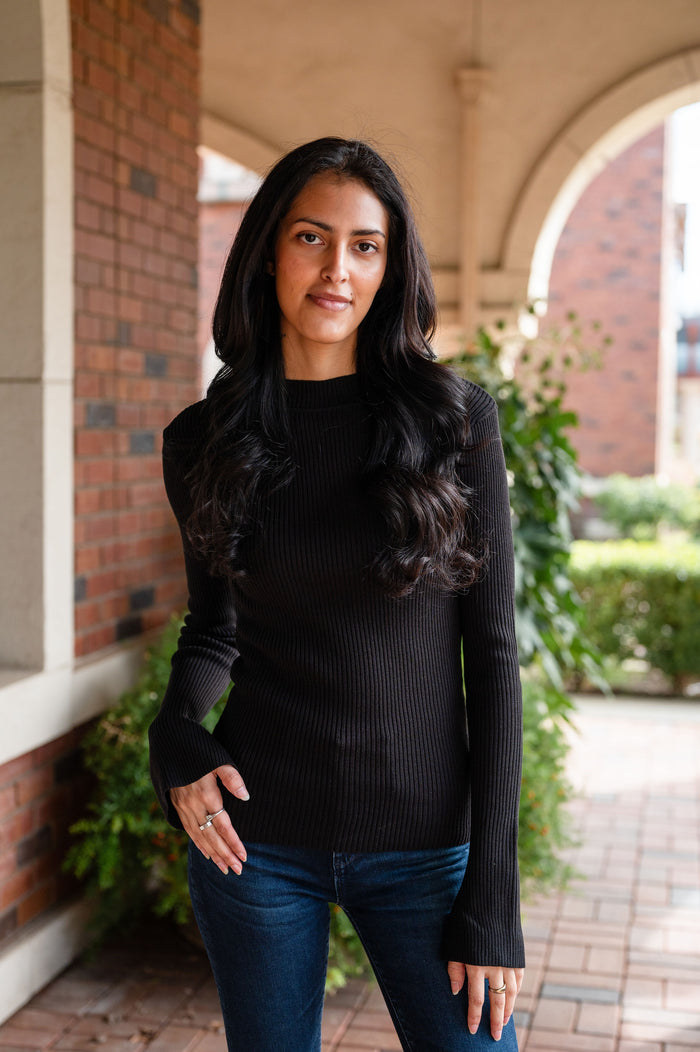 Ribbed Mock Neck Long-Sleeve