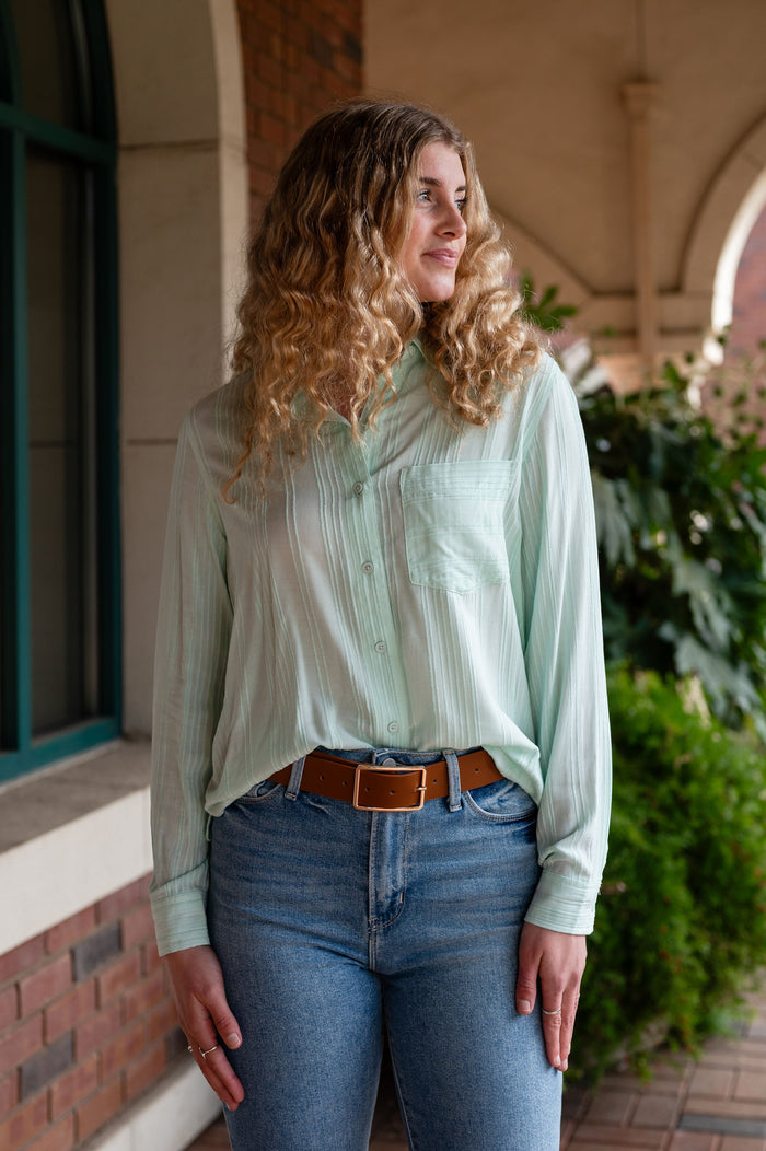 Paige's Textured Tonal Stripe Button Up Shirt