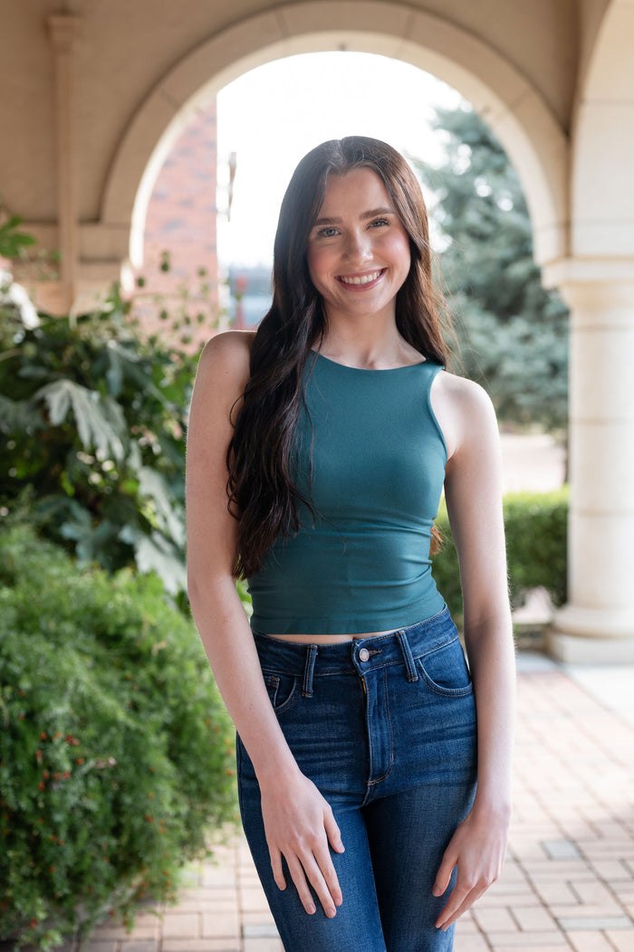 High Neck Crop Sports Tank
