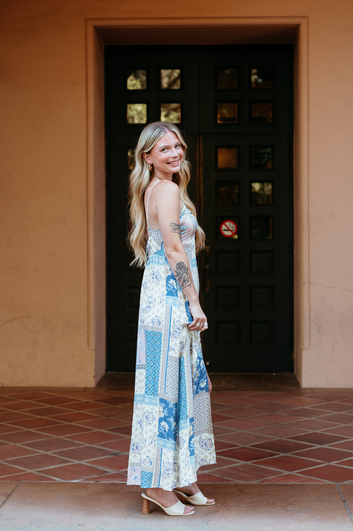 Spaghetti Strap Tie Back Maxi W/ Front Slits