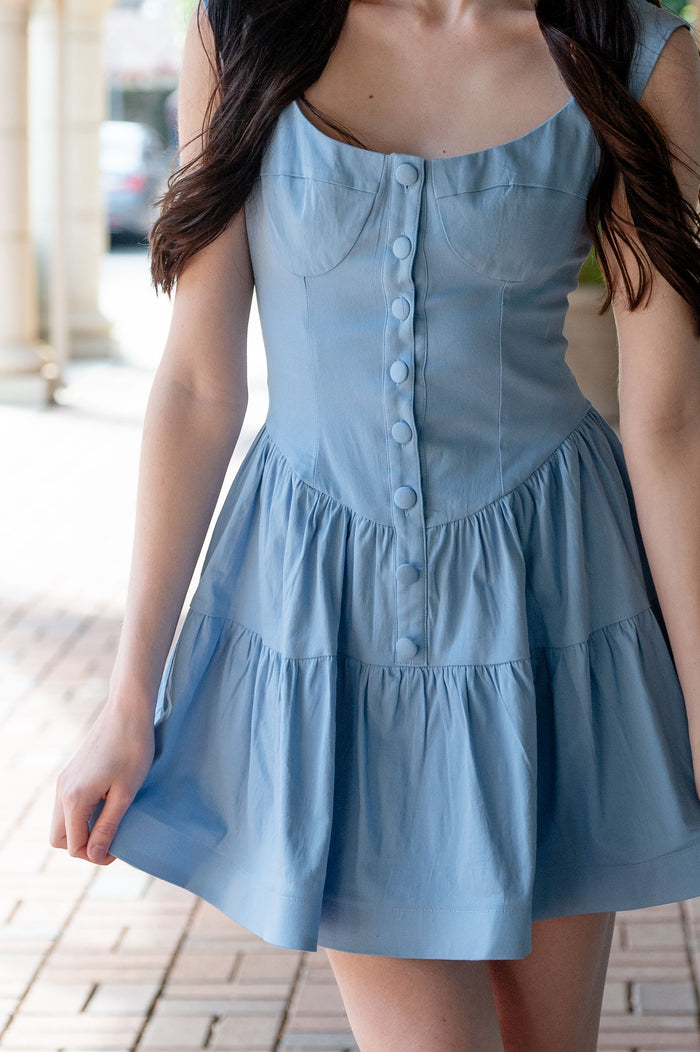 Clearance - Stretch Poplin Button Down Mini Dress