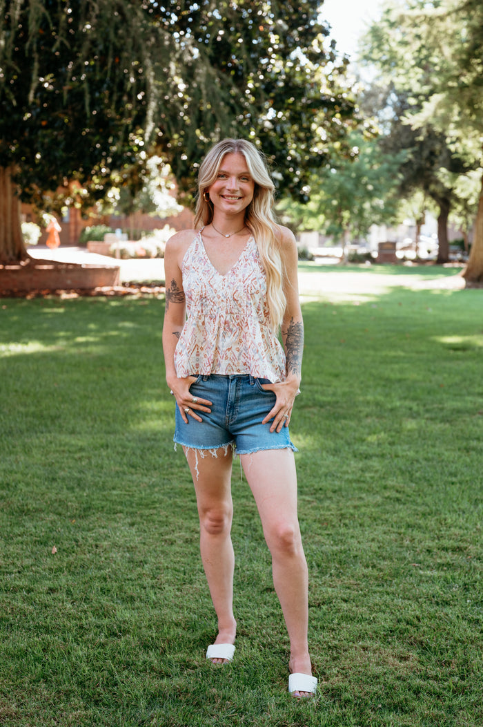 CLEARANCE- V-Neck High-Low Peplum Tank