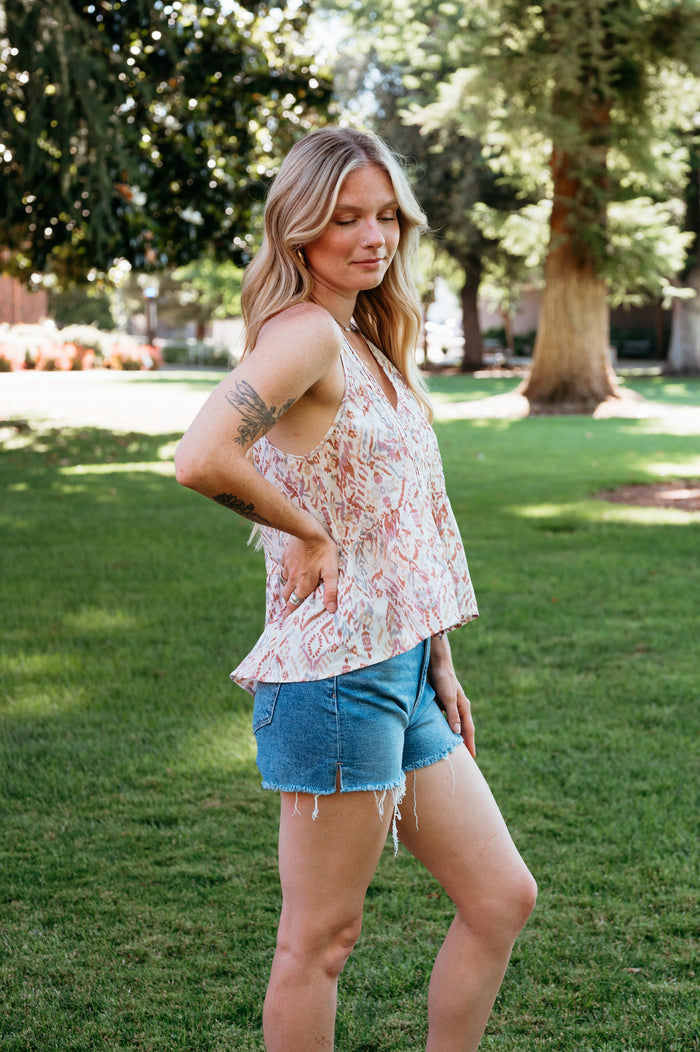 CLEARANCE- V-Neck High-Low Peplum Tank