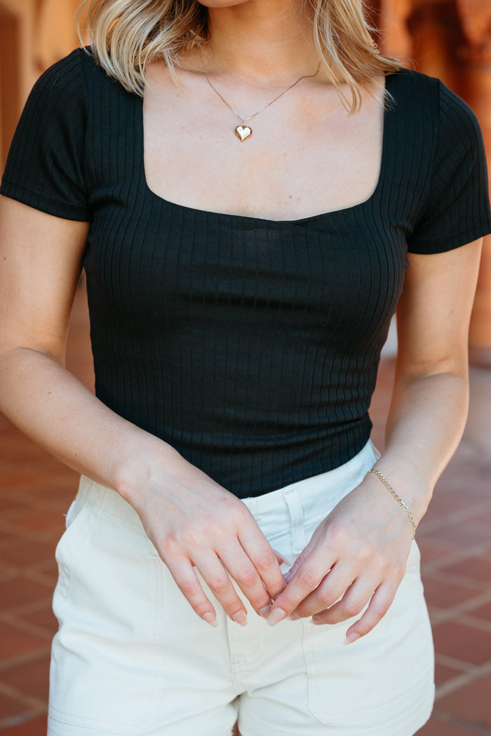Ribbed Breathable Short Sleeve Bodysuit