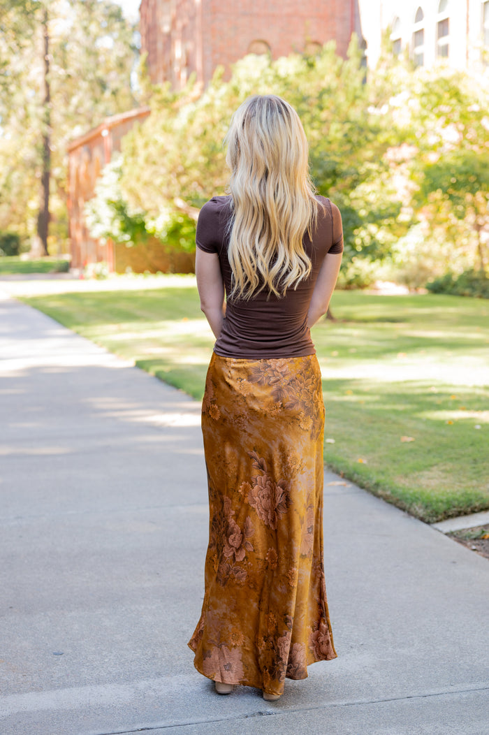 CLEARANCE- High Waisted Floral Maxi Skirt