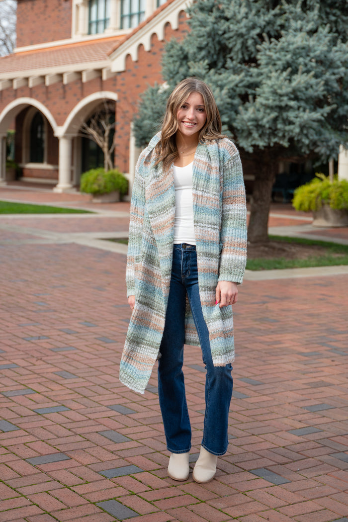 Novelty Space-Dye Hooded Coatigan