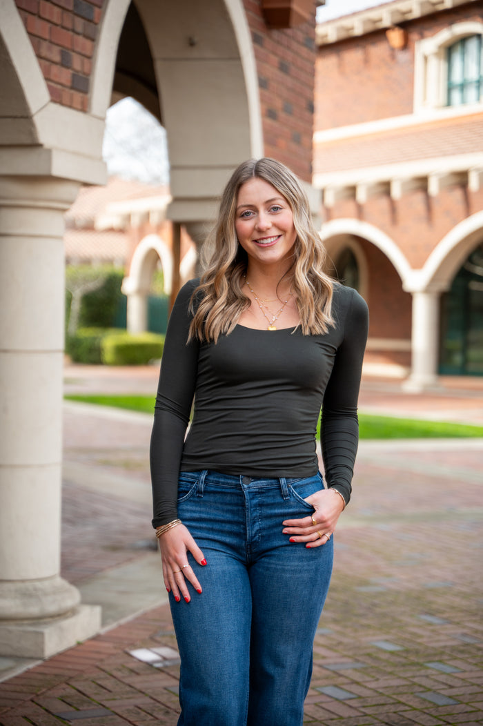 Ruthie Scoop Neck Long Sleeve Top