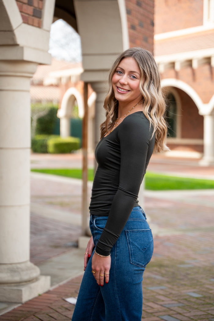 Ruthie Scoop Neck Long Sleeve Top