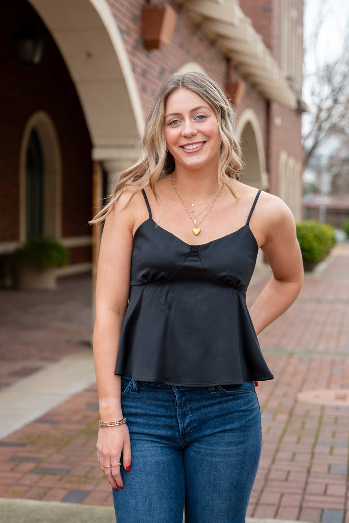Sweetheart Satin Babydoll Top