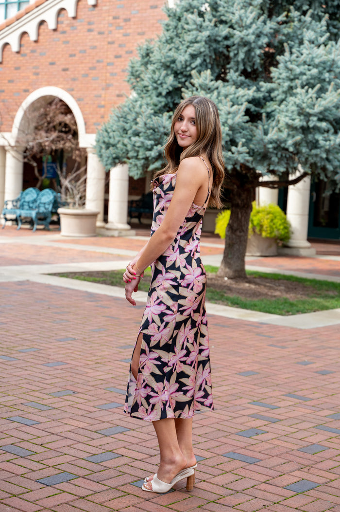 Candle Light Cowl Neck Midi Dress