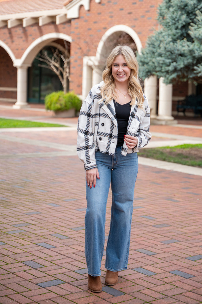 Betsy Button Detail Cropped Coat