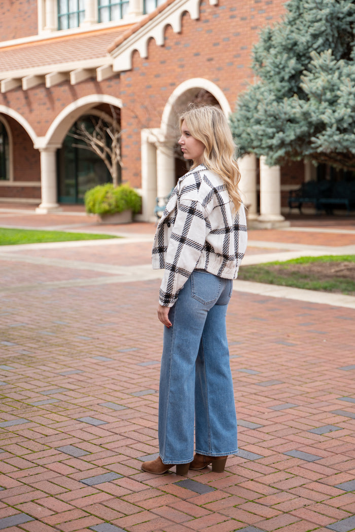 Betsy Button Detail Cropped Coat