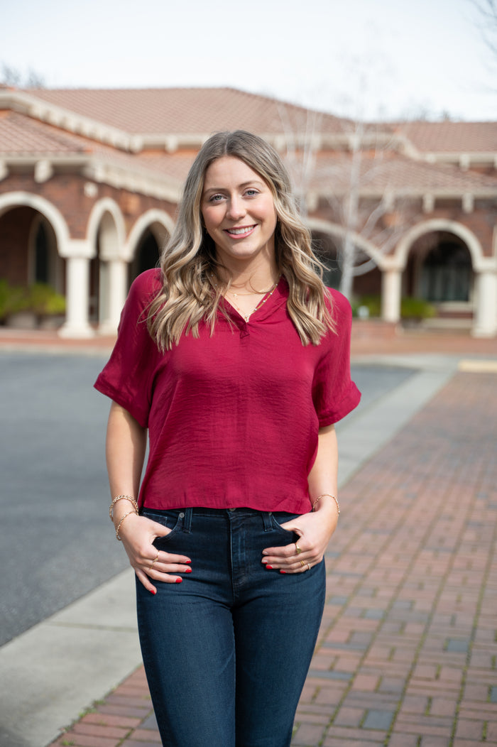 Highlow Collar Satin Blouse