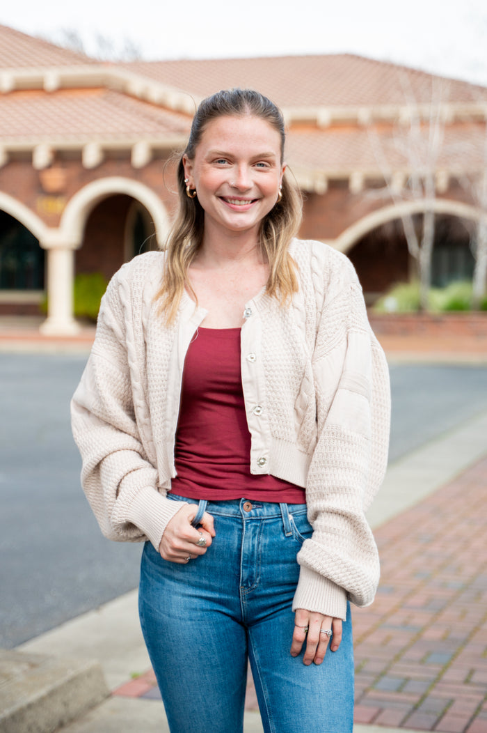 Free People Crystal Grey Button Up Cardigan