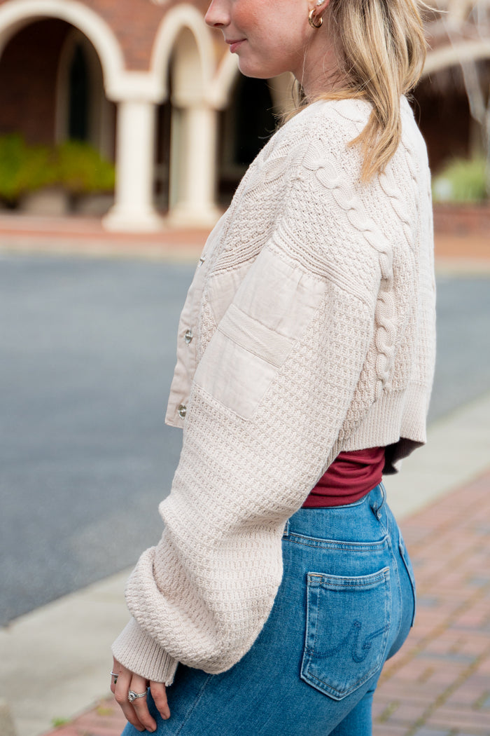Free People Crystal Grey Button Up Cardigan