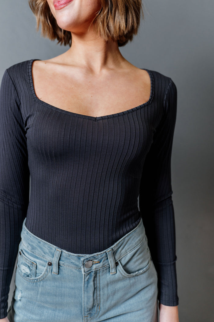 CLEARANCE - Ribbed Long Sleeve Body Suit
