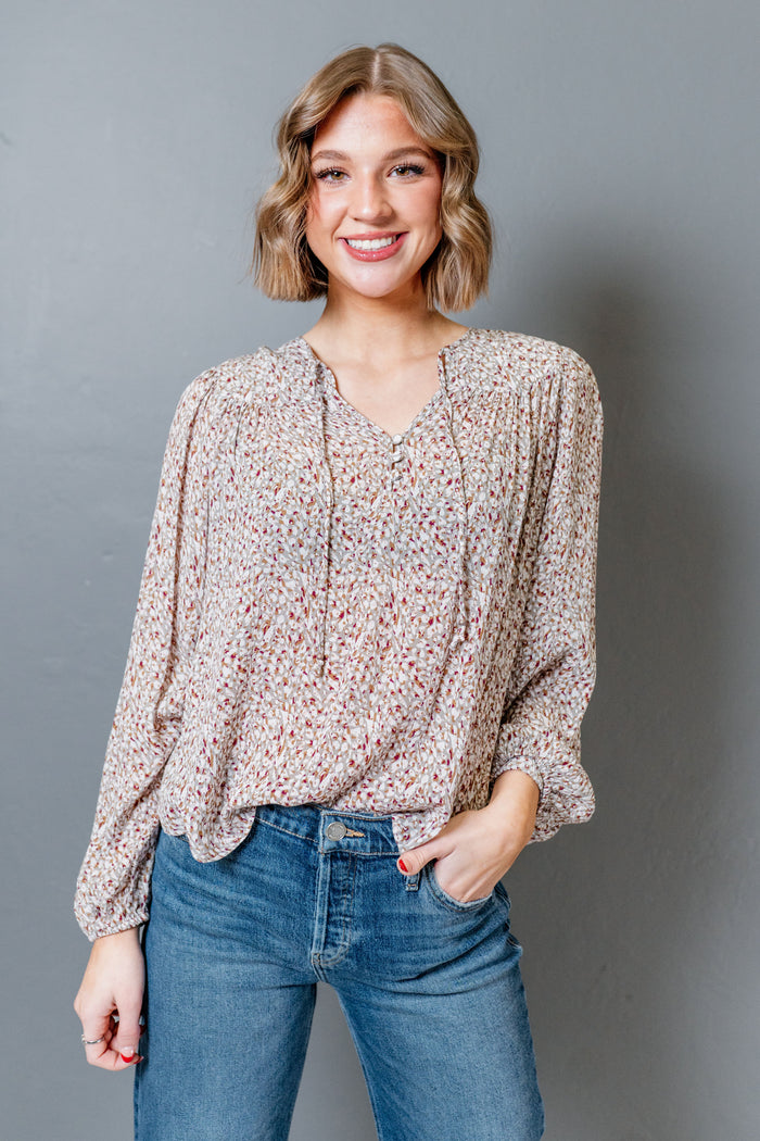 Speckled Peasant Blouse