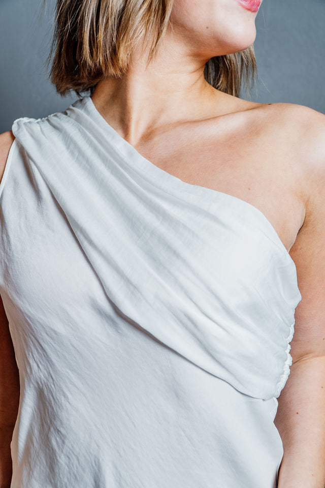 Clearance - One Shoulder Satin Top