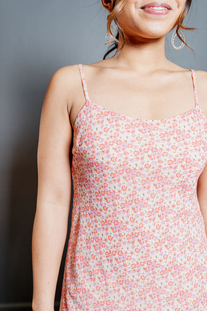 CLEARANCE- Spring Floral Chiffon Mini Dress