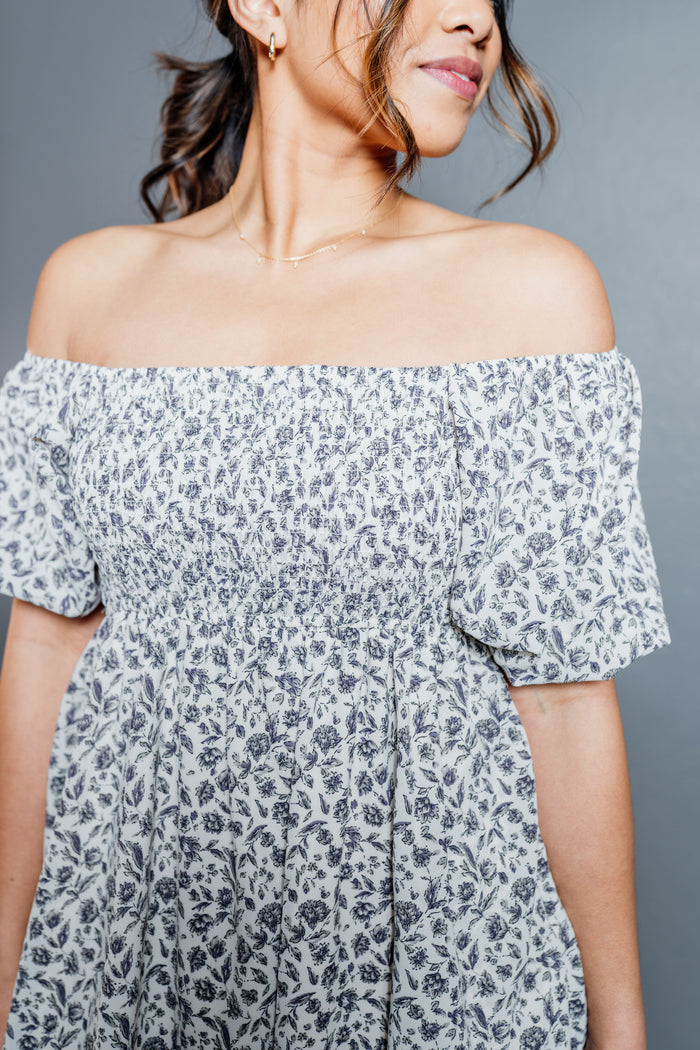 Short Sleeve Shirred Kimberly Dress
