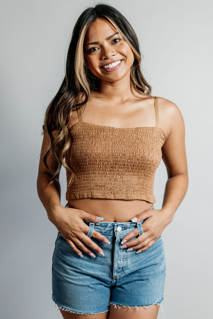 CLEARANCE - Canyon Breeze Smocked Crop Top