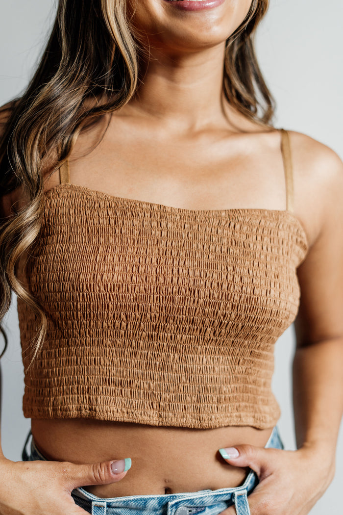 CLEARANCE - Canyon Breeze Smocked Crop Top
