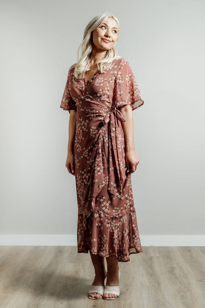 Cocoa Rose Wrap Dress