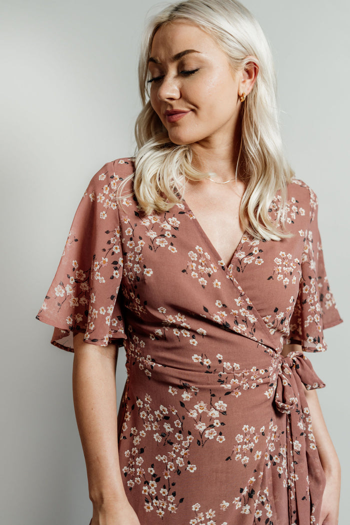 Cocoa Rose Wrap Dress