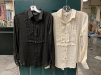 The Long Sleeve Pleated Tuxedo Blouse