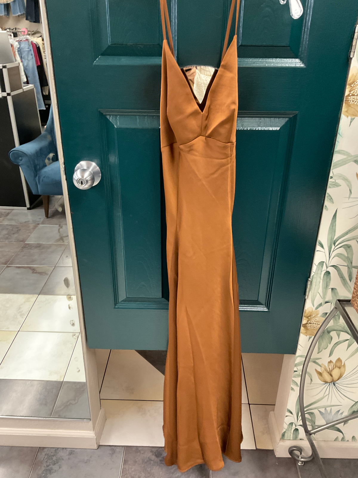 Etta Satin Cross-Back Maxi Dress