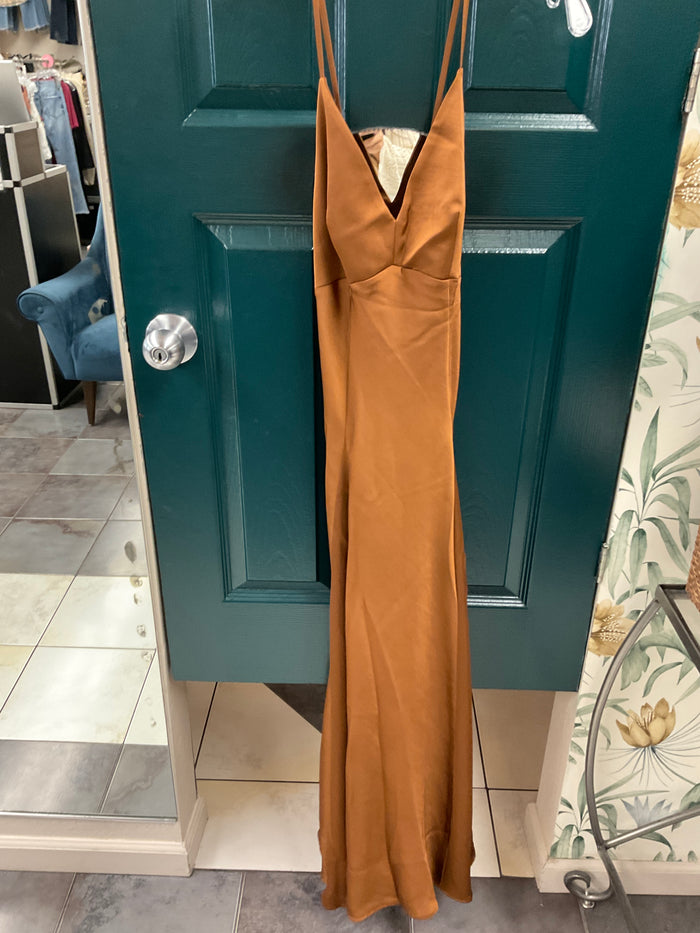 Etta Satin Cross-Back Maxi Dress
