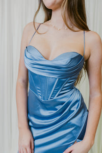 Soft Launch Sweetheart Corset Formal Dress W/ Slit