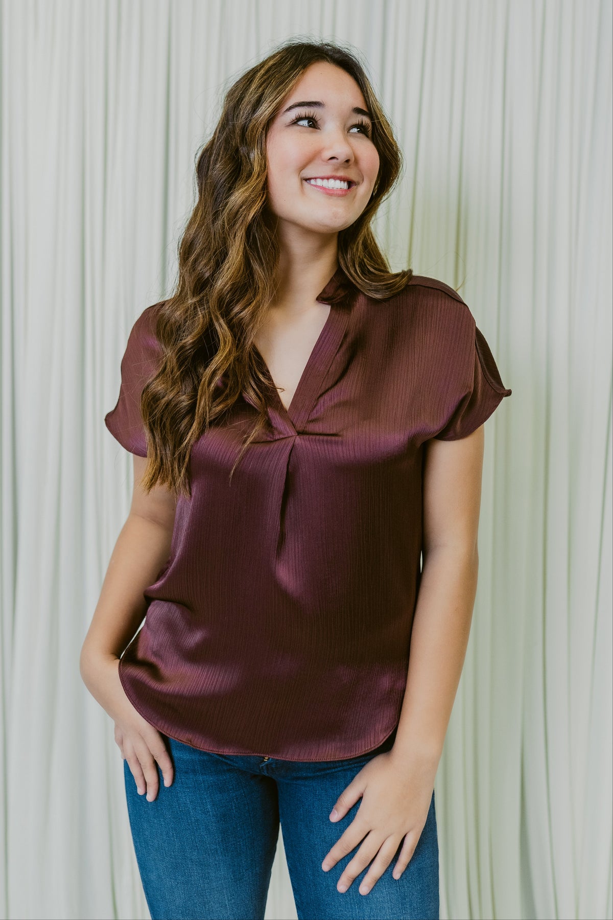 Celeste Crinkle Drop Shoulder Blouse