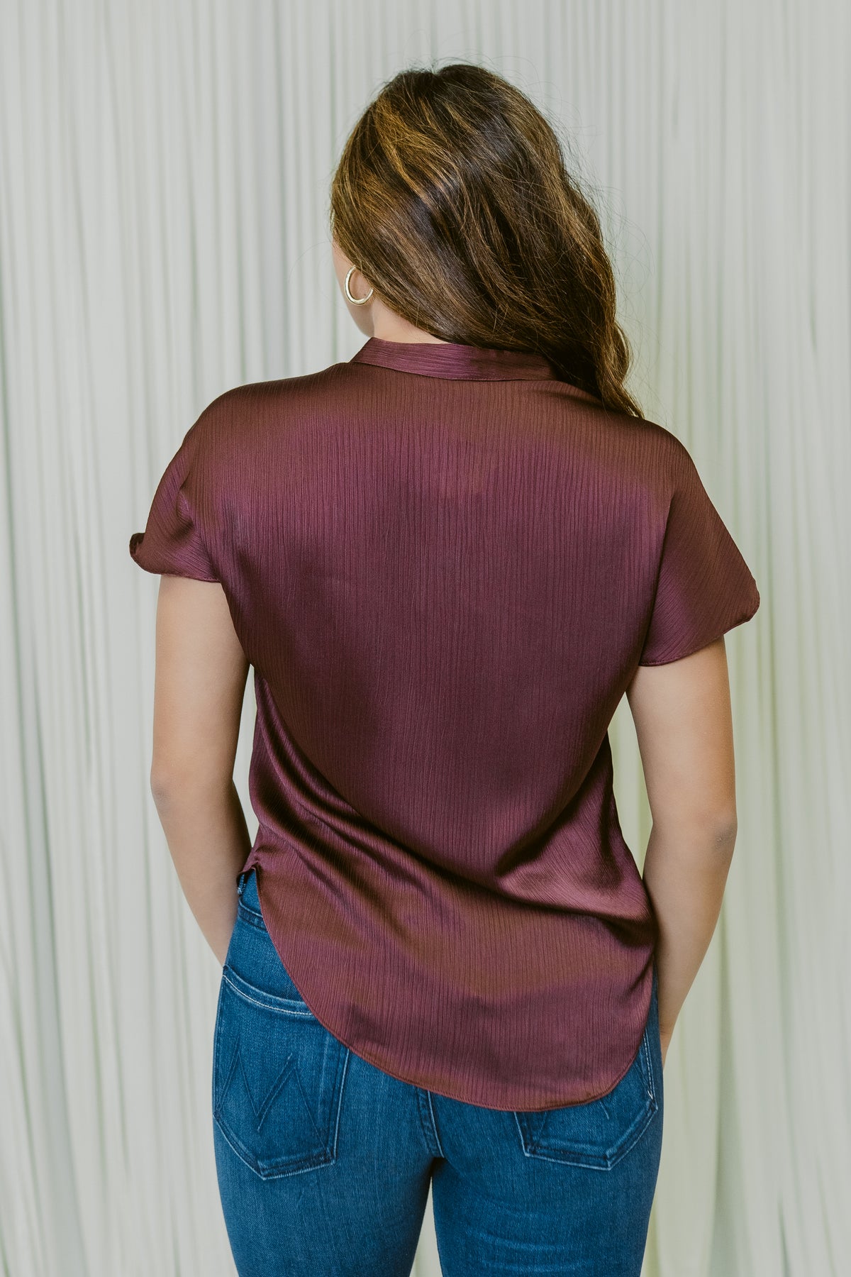 Celeste Crinkle Drop Shoulder Blouse